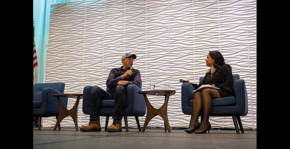Bill Hill participates in a candidate forum with moderator Antonia Gonzales on Friday, October 23. Photo by Ariana Crockett O’Harra