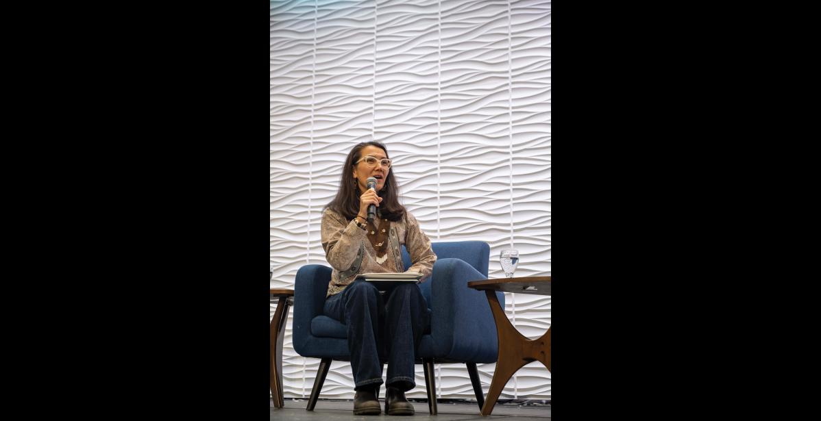 Mary Peltola participates in a candidate forum at AFN on Friday, October 23. Photo by Ariana Crockett O’Harra