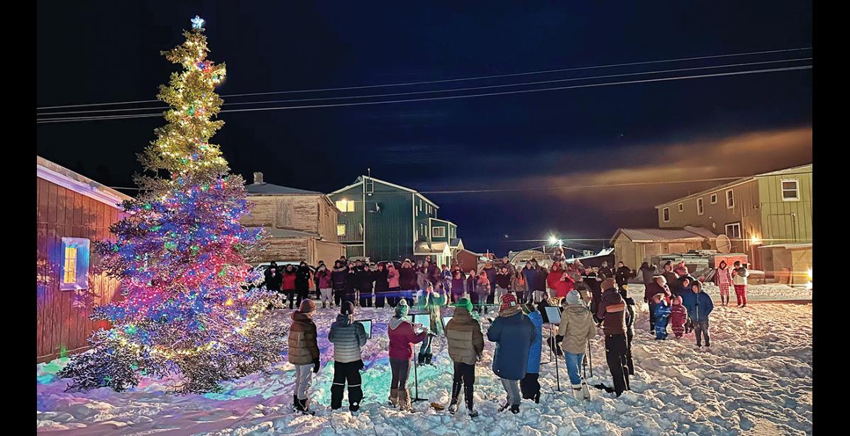 Photo courtesy of Kelsi Ivanoff TREE LIGHTING — Unalakleet lit its Christmas tree on Dec. 1.