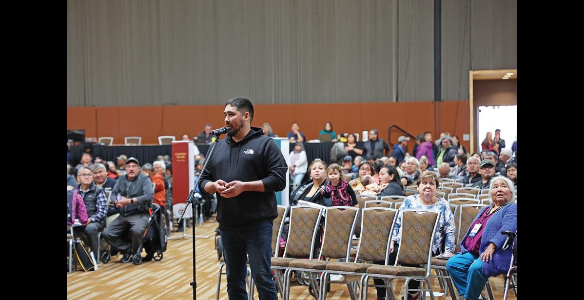 Photo by Megan Gannon Ben Payenna testifies at AFN.