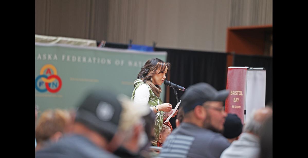 Photo by Megan Gannon COLLABORATION — Kelsi Ivanoff of Unalakleet attested to the importance of cooperation and collaboration between various entities in addressing new challenges.