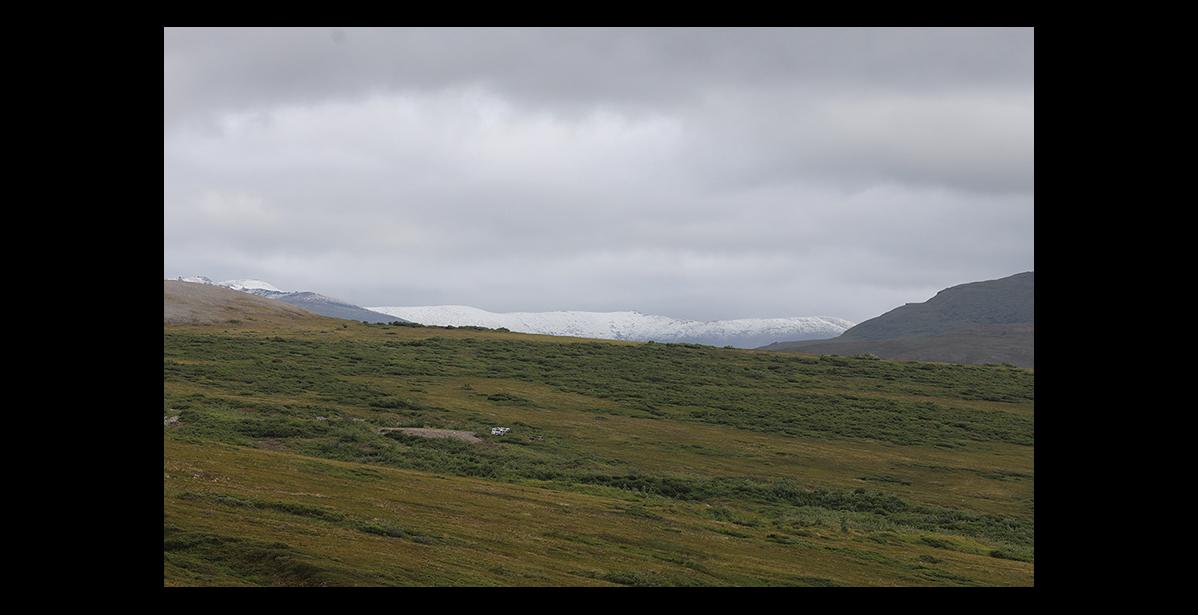 Photo by Nils Hahn A rare sight for July: Snow fell on mountains surrounding Nome on July 18.