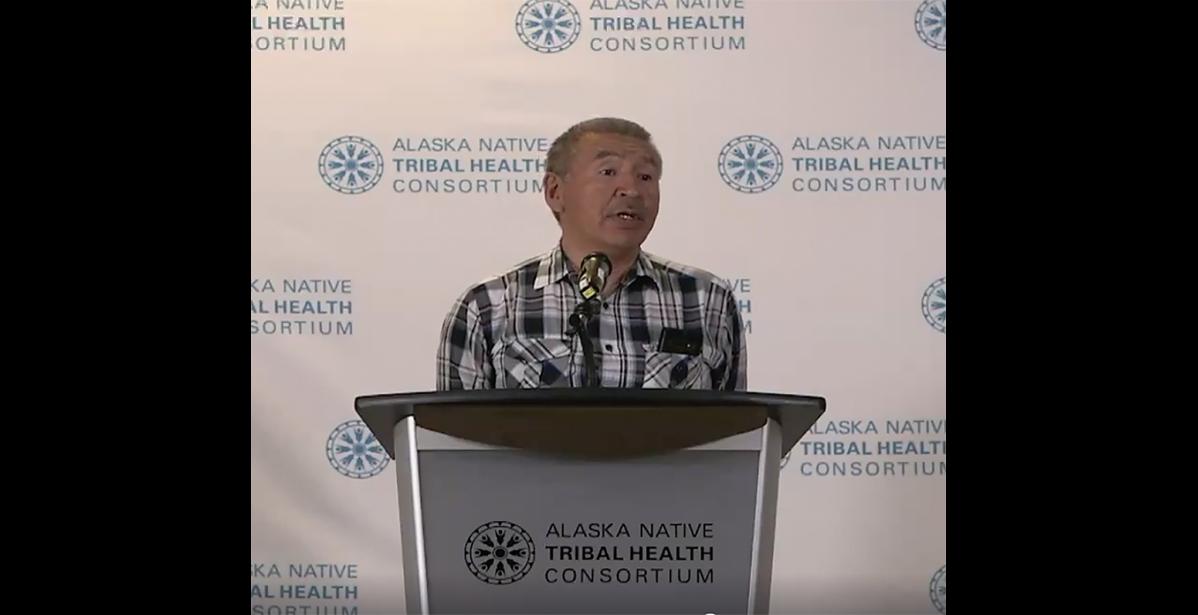 SOLUTIONS NEEDED— NSHC’s board of director chairman Preston Rookok of Savoonga comments on the need for water and sewer systems that are woefully inadequate in the Bering Strait region, during the Monday announcement of the grant.