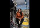 Photo by Ariana Crockett O'Harra ALL SMILES—Tamara Klink on deck of the Sardinha 2, in Nome, on Sept. 11, 2025