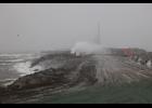Waves crash over the causeway at the Port of Nome, on Oct. 23. Photo by Diana Haecker