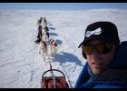 Nils Hahn on the trail outside of Nome with his team.